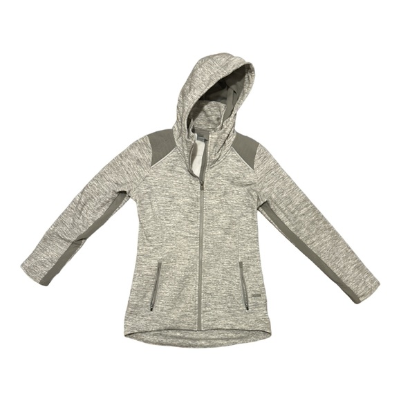 Athleta Stronger Hoodie Full Zip Up Jacket Gray Heather Spacedye Size Small - Picture 2 of 13